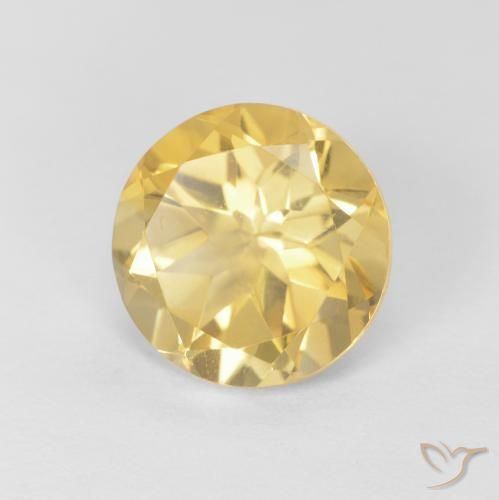 1.77 ct Yellow Citrine Stone, Natural Citrine in Round Facet Shape for Sale