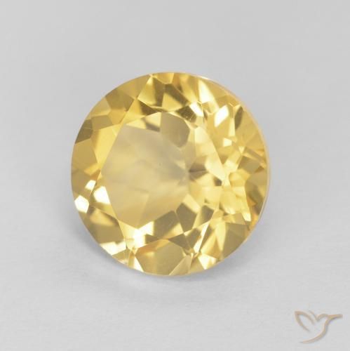 1.98 ct Yellow Citrine Stone, Natural Citrine in Round Facet Shape for Sale