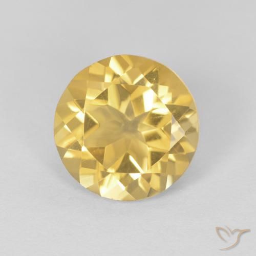 1.74ct Natural Light Golden-Yellow Citrine, Round, VVS