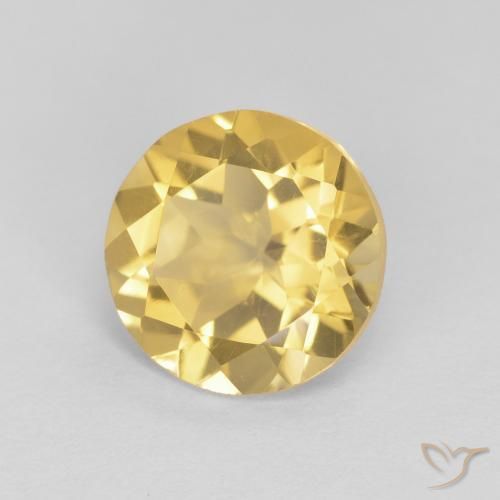 1.74 ct Yellow Citrine Stone, Natural Citrine in Round Facet Shape for Sale
