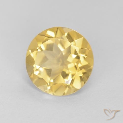 1.58 ct Yellow Citrine Stone, Natural Citrine in Round Facet Shape for Sale