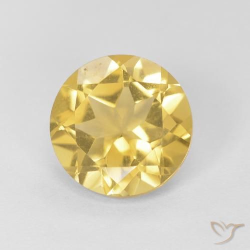 1.69ct Natural Light Golden-Yellow Citrine, Round, VVS