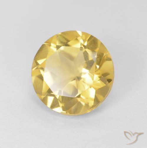 1.69 ct Yellow Citrine Stone, Natural Citrine in Round Facet Shape for Sale