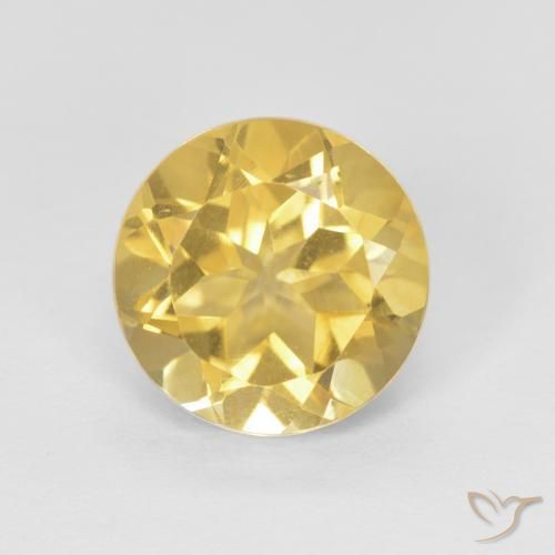 1.98 ct Yellow Citrine Gemstone, Citrine Gem in Round Facet Shape for Sale.