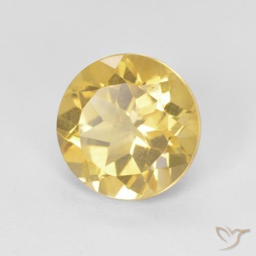 1.98 ct Yellow Citrine Stone, Natural Citrine in Round Facet Shape for Sale