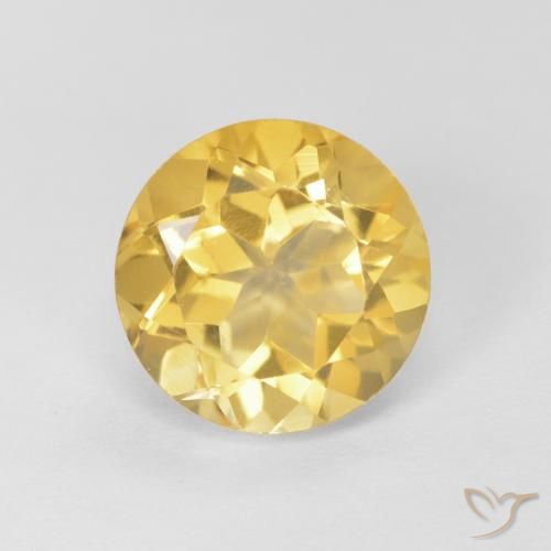 1.96 ct Yellow Citrine, 8.1 mm Round Cut From Brazil, Photo A