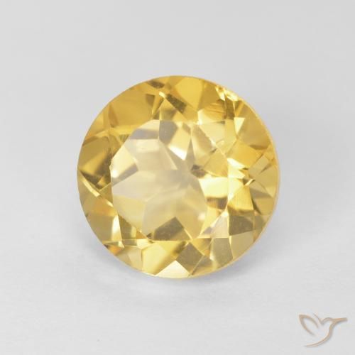 1.96 ct Yellow Citrine Stone, Natural Citrine in Round Facet Shape for Sale