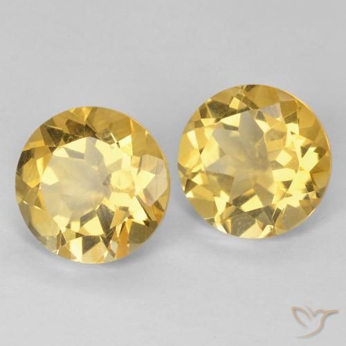 3.71 ctw Golden Citrine Stones, Natural Citrine in Round Facet Shape for Sale