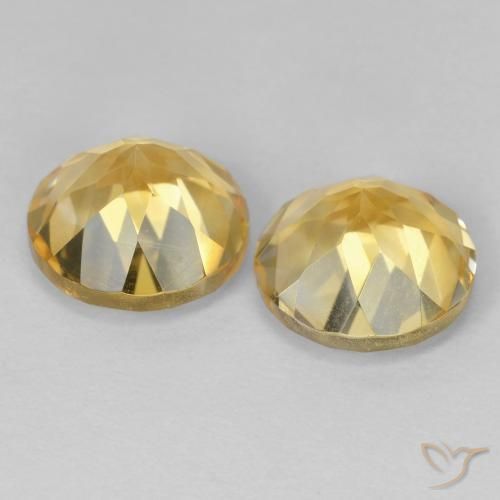 Citrine Gemstones in 8 mm (calibrated) Size for Sale, Citrine Stones in Gold Color