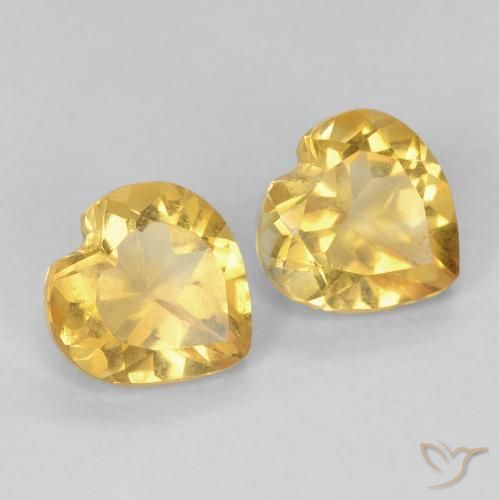 1.41 ctw Golden Citrine Stones, Natural Citrine in Heart Facet Shape for Sale