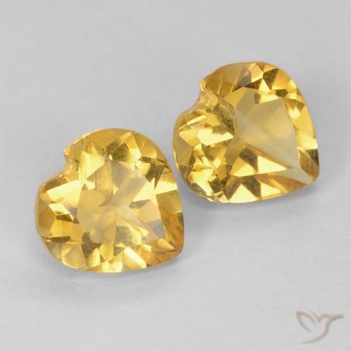 1.39 ctw Golden Citrine Stones, Natural Citrine in Heart Facet Shape for Sale