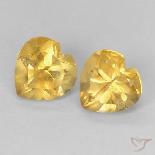 1.54 ct Yellow Citrine, 6.2 x 6 mm Heart Cut From Brazil, Photo A