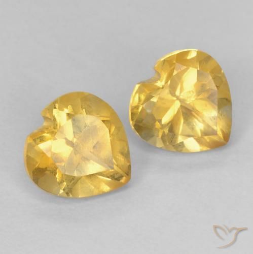 1.54 ctw Golden Citrine Stones, Natural Citrine in Heart Facet Shape for Sale