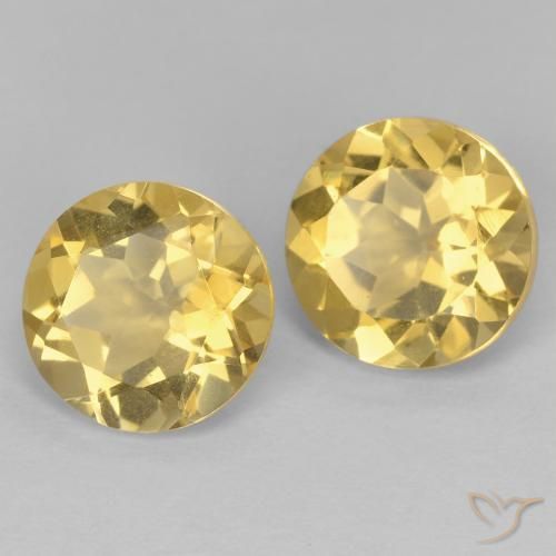 3.71 ctw Golden Citrine Stones, Natural Citrine in Round Facet Shape for Sale