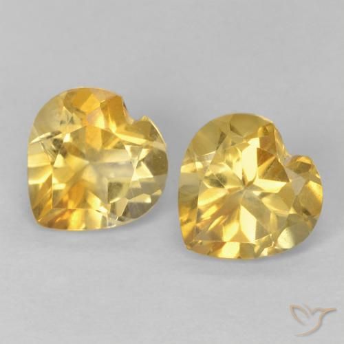 1.33 ct Yellow Citrine, 6 x 6 mm Heart Cut From Brazil, Photo A
