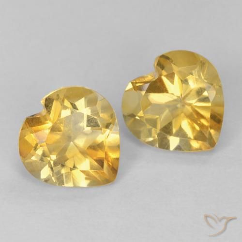 1.33 ctw Golden Citrine Stones, Natural Citrine in Heart Facet Shape for Sale