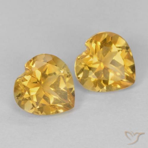 1.46 ctw Golden Citrine Stones, Natural Citrine in Heart Facet Shape for Sale