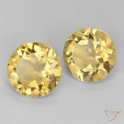 3.72 ctw Golden Citrine Stones, Natural Citrine in Round Facet Shape for Sale
