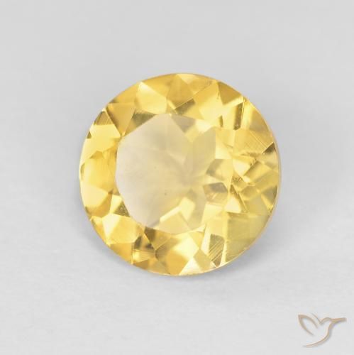 1.64 ct Golden Citrine Stone, Natural Citrine in Round Facet Shape for Sale