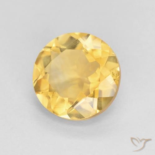1.73 ct Golden Citrine Stone, Natural Citrine in Round Facet Shape for Sale