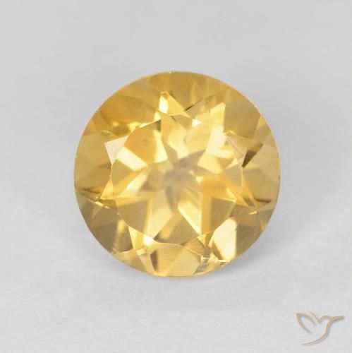 2.01ct Natural Medium Gold Citrine, Round, VVS-VS