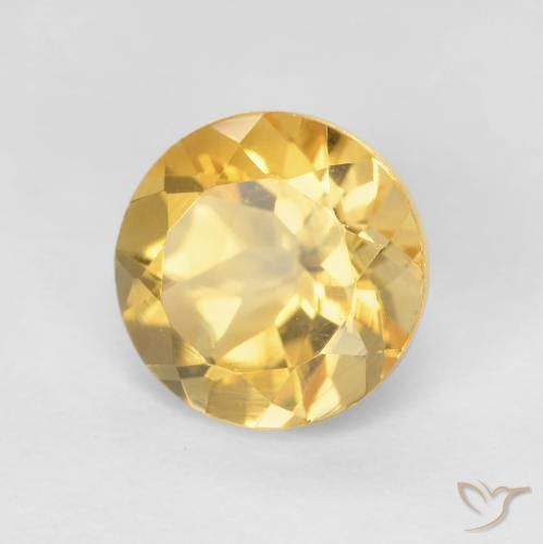 2.01 ct Golden Citrine Stone, Natural Citrine in Round Facet Shape for Sale