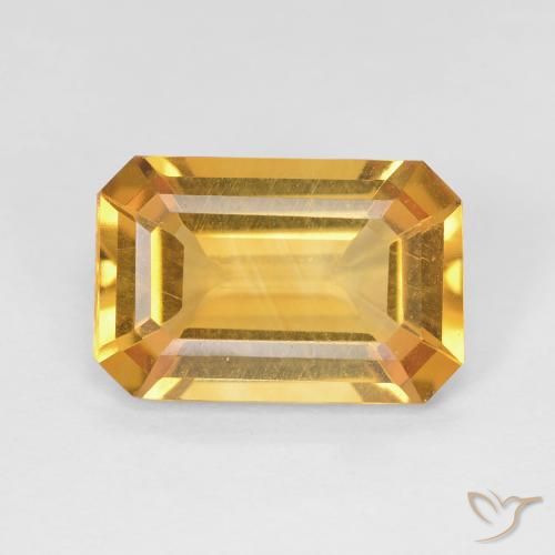3.36 ct Golden Citrine Gemstone, Citrine Gem in Octagon Step Cut Shape for Sale.