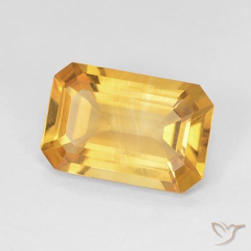 3.36 ct Golden Citrine Stone, Natural Citrine in Octagon Step Cut Shape for Sale