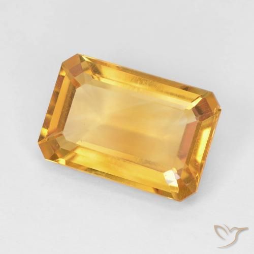 3.51 ct Golden Citrine Stone, Natural Citrine in Octagon Step Cut Shape for Sale