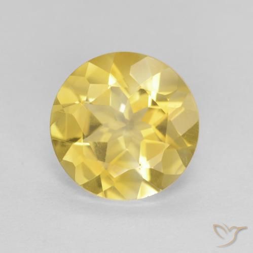 1.6 ct Yellow Citrine, 8.1 mm Round Cut From Brazil, Photo A
