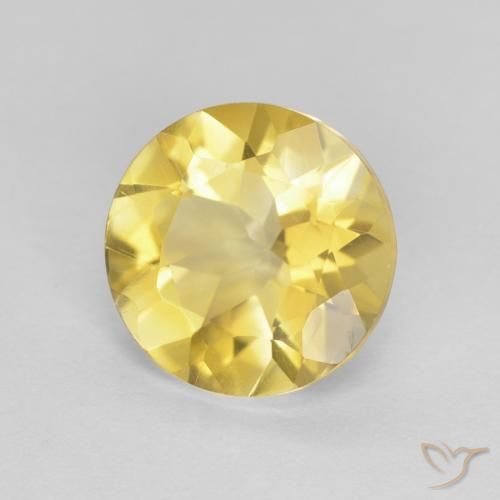 1.60 ct Yellow Citrine Stone, Natural Citrine in Round Facet Shape for Sale