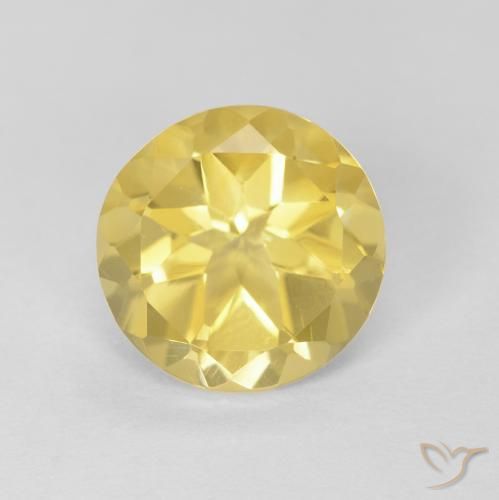 1.57ct Natural Medium Yellow Citrine, Round, VVS