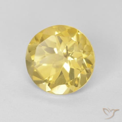 1.57 ct Yellow Citrine Stone, Natural Citrine in Round Facet Shape for Sale