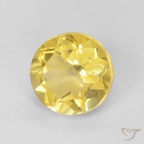 1.85 ct Yellow Citrine Stone, Natural Citrine in Round Facet Shape for Sale