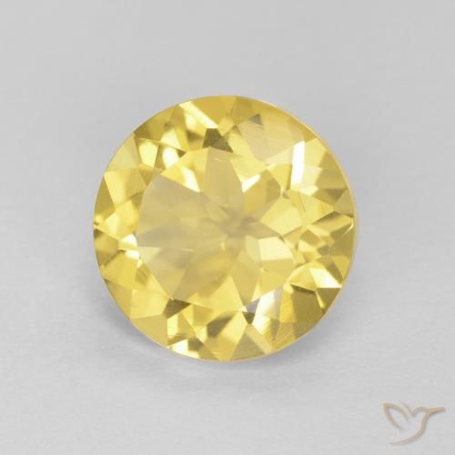 1.69 ct Yellow Citrine Stone, Natural Citrine in Round Facet Shape for Sale