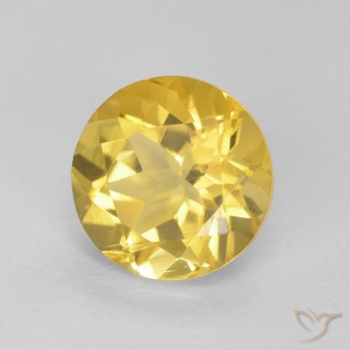 1.79 ct Yellow Citrine Stone, Natural Citrine in Round Facet Shape for Sale