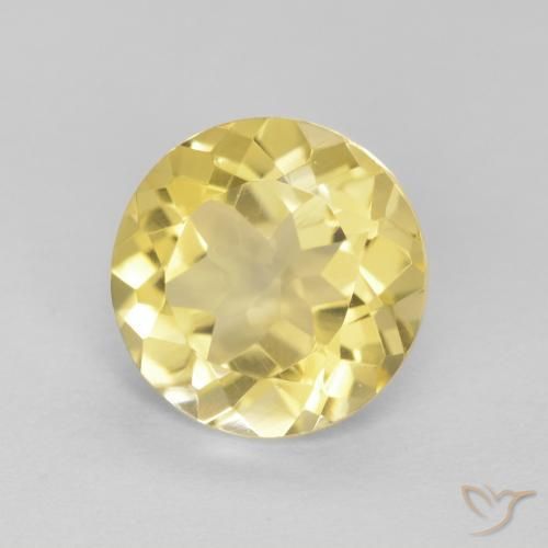 1.67 ct Yellow Citrine Stone, Natural Citrine in Round Facet Shape for Sale