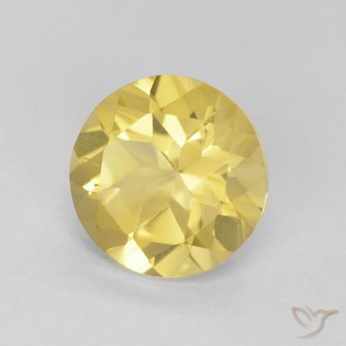 1.66 ct Yellow Citrine Stone, Natural Citrine in Round Facet Shape for Sale