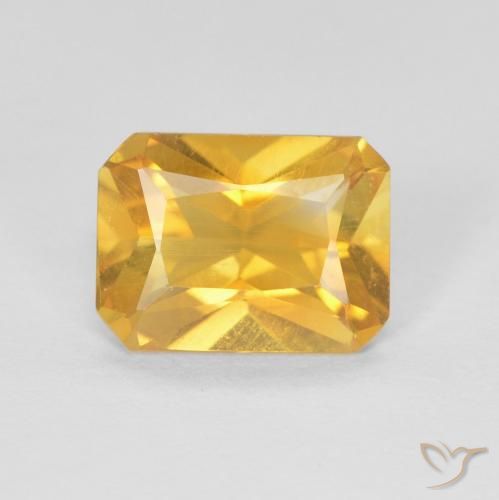 1.20ct Natural Bright Gold Citrine, Emerald Cut, VVS-VS