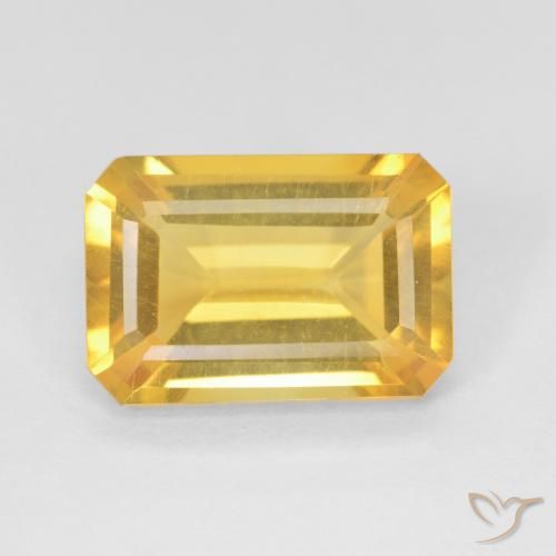 3.45ct Natural Medium Gold Citrine, Emerald Cut, VVS-VS