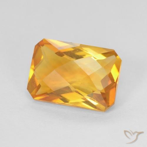 2.52 ct Golden Citrine Gemstone, Citrine Gem in Octagon Checkerboard Shape for Sale.