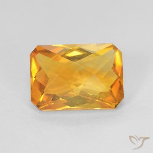 2.52 ct Golden Citrine Stone, Natural Citrine in Octagon Checkerboard Shape for Sale