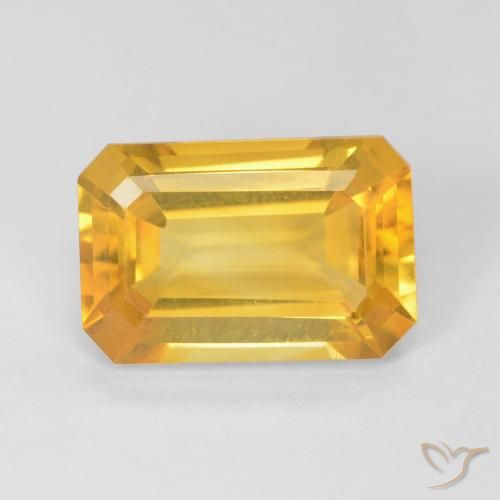3.91ct Natural Golden Citrine, Emerald Cut, VVS