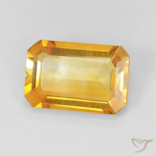 3.37 ct Golden Citrine Stone, Natural Citrine in Octagon Step Cut Shape for Sale
