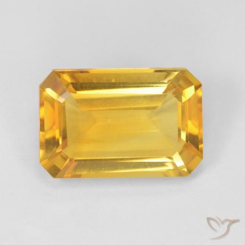 3.81ct Natural Golden Citrine, Emerald Cut, VVS