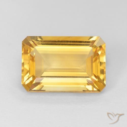 4.10ct Natural Bright Gold Citrine, Emerald Cut, VVS