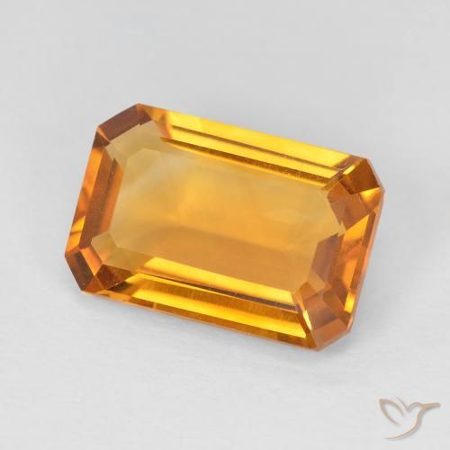 3.50 ct Golden Citrine Stone, Natural Citrine in Octagon Step Cut Shape for Sale