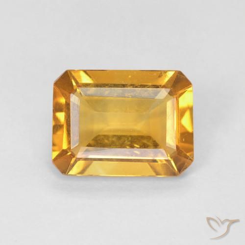 1.25ct Natural Deep Golden Orange Citrine, Emerald Cut, VS