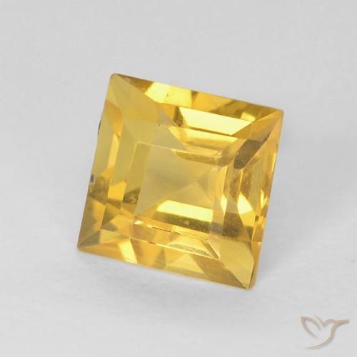 0.90 ct Golden Citrine Stone, Natural Citrine in Square Facet Shape for Sale