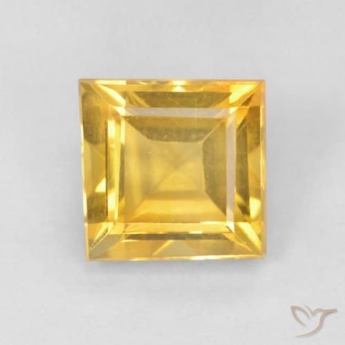 0.94 ct Golden Citrine Gemstone, Citrine Gem in Square Facet Shape for Sale.